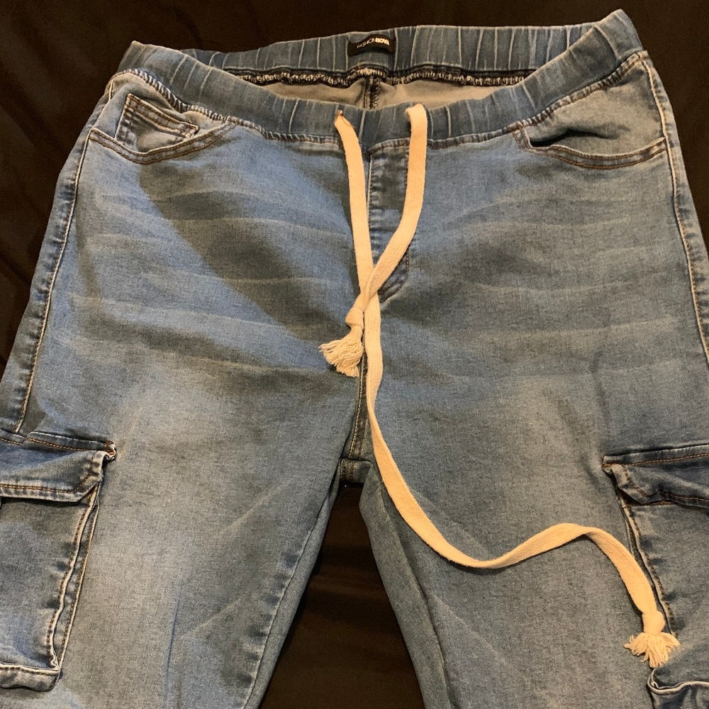 Tie waste cargo jean joggers